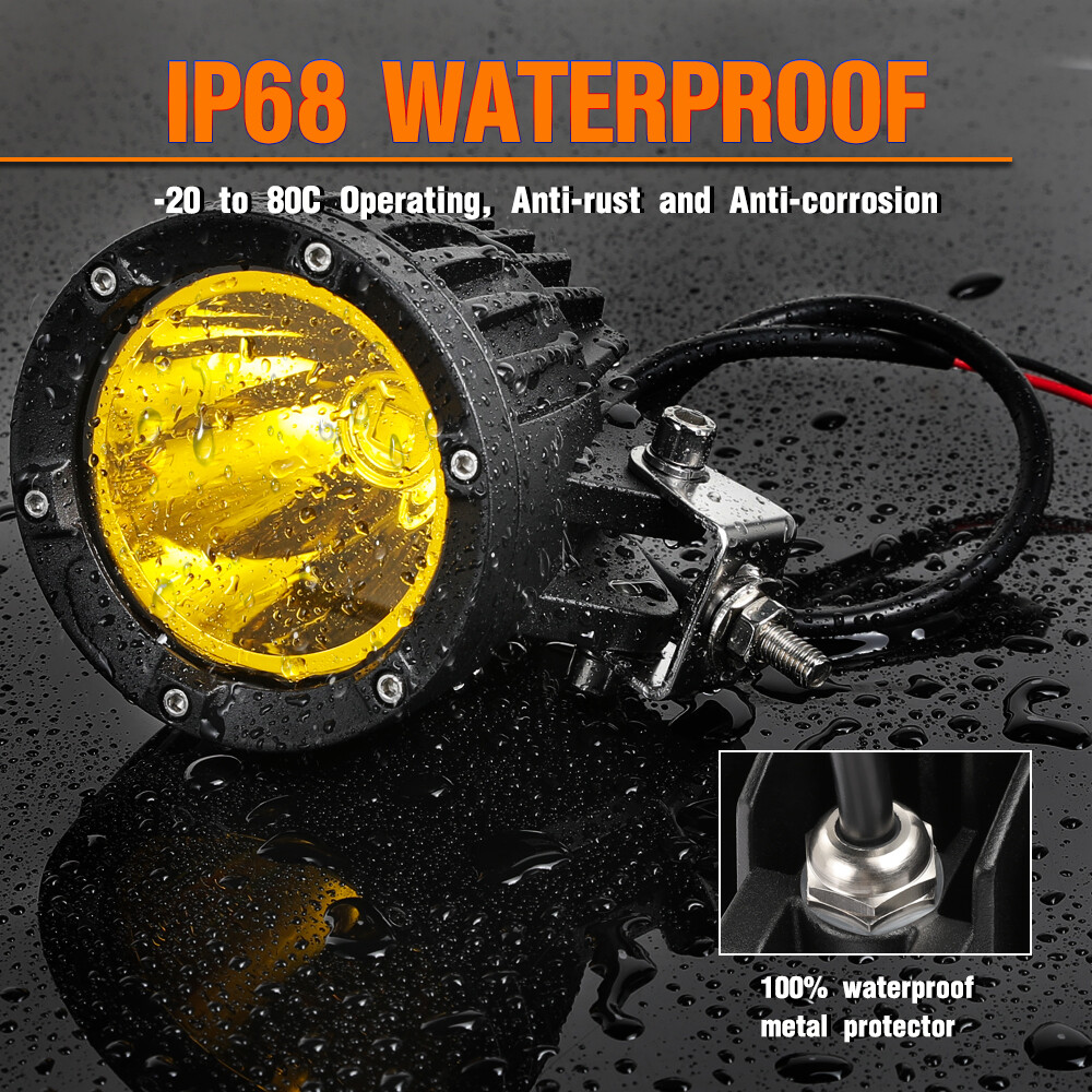 Pair 4″ 80W Round LED Off Road Driving Lights Spot Pods Work Fog 4WD UTV SUV ATV