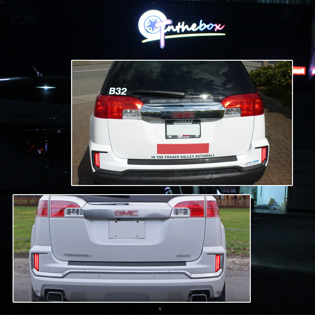 Smoke Lens Rear Bumper Reflector LED Tail Brake Lights For 2016 2017 GMC Terrain