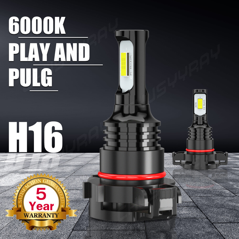 5202/H16 LED Fog Light Bulbs 6000K Xenon White 8000LM High Power Pair