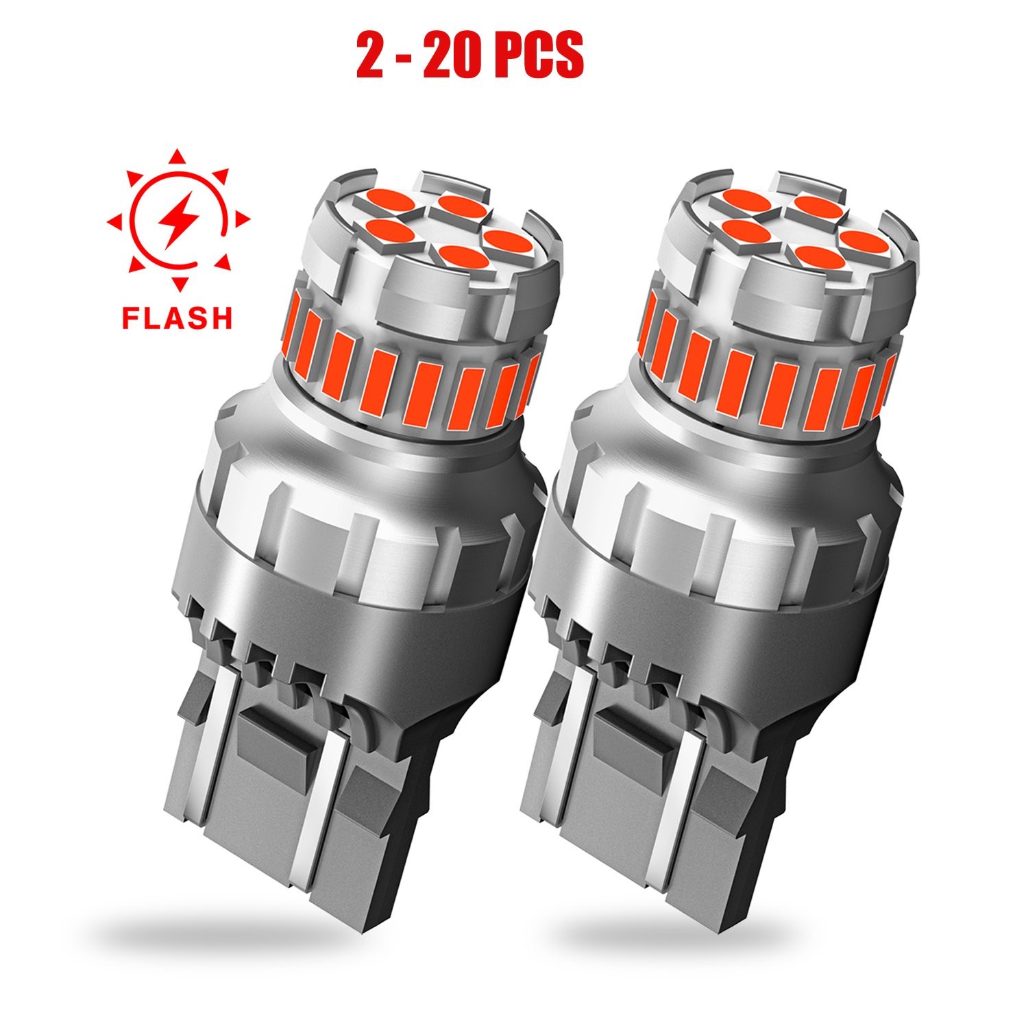 2-20X 7440 7443 LED Strobe Brake Light Bulb Red Flash Blinking Tail Light Bulb