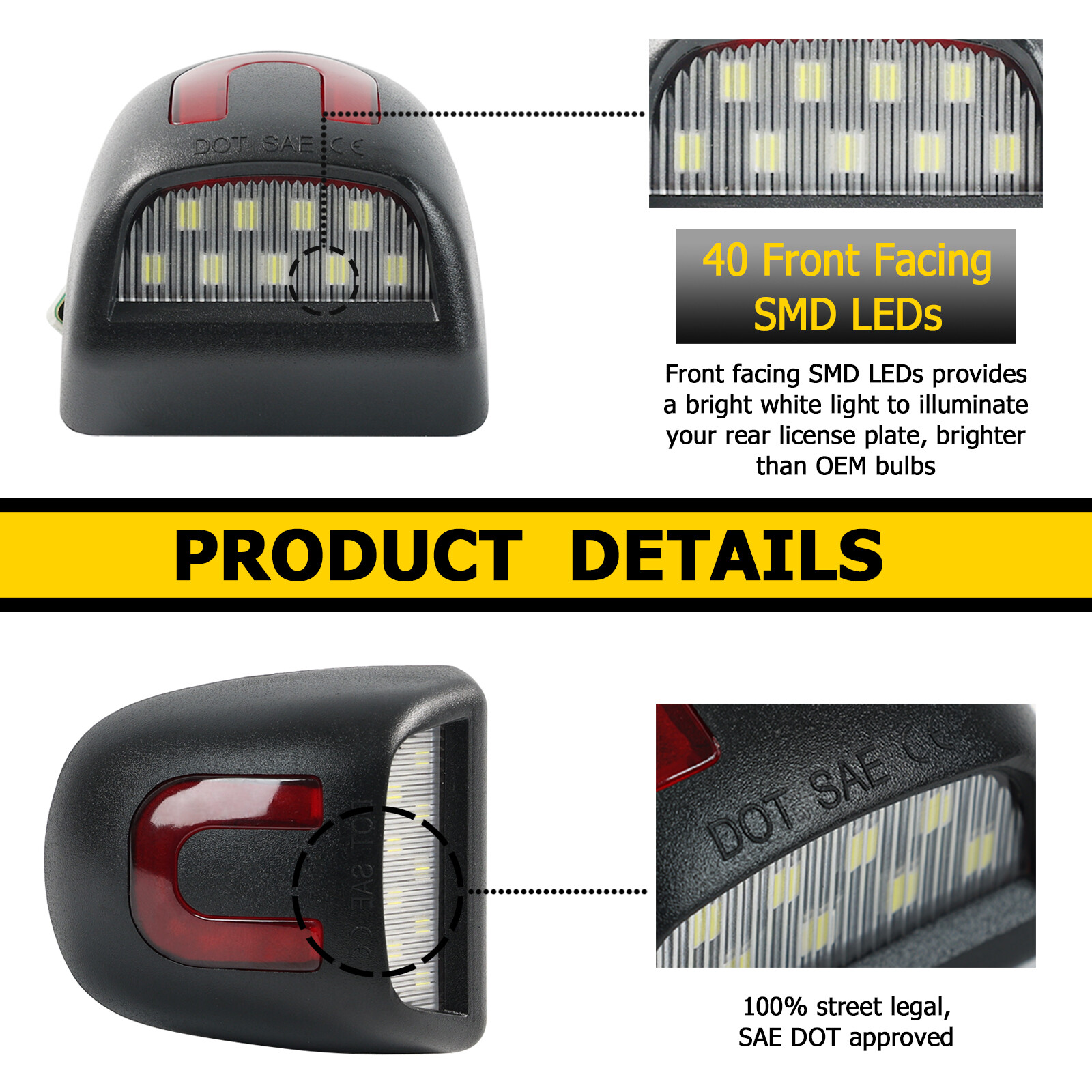 LED License Plate Light for GMC Yukon XL 1500 Sierra 1500 2500 3500 1999-2013.