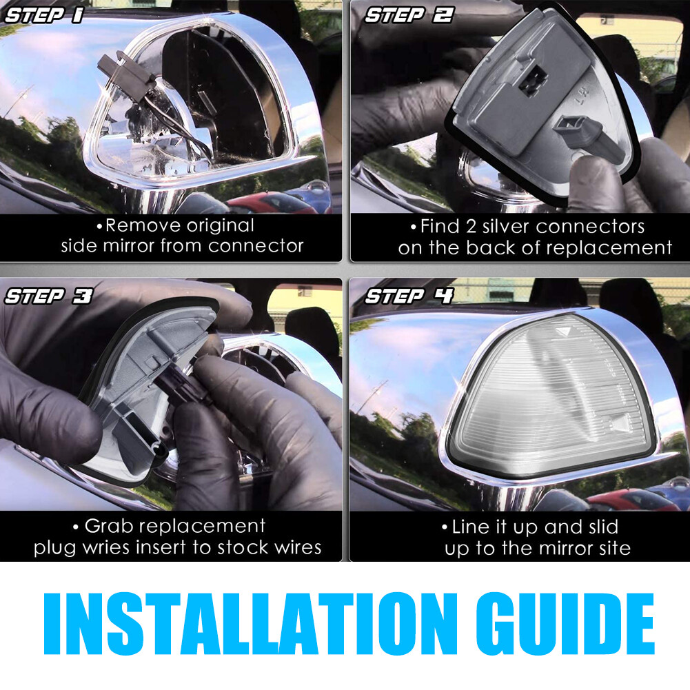 2x Amber LED Side Mirror Smoked Turn Signal Lights For 10-18 Dodge Ram 1500 2500