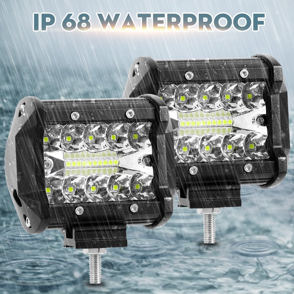 Tow Hitch Mounting Bracket+ 4“3-row LED Work Light Pods Backup Reverse+Wiring