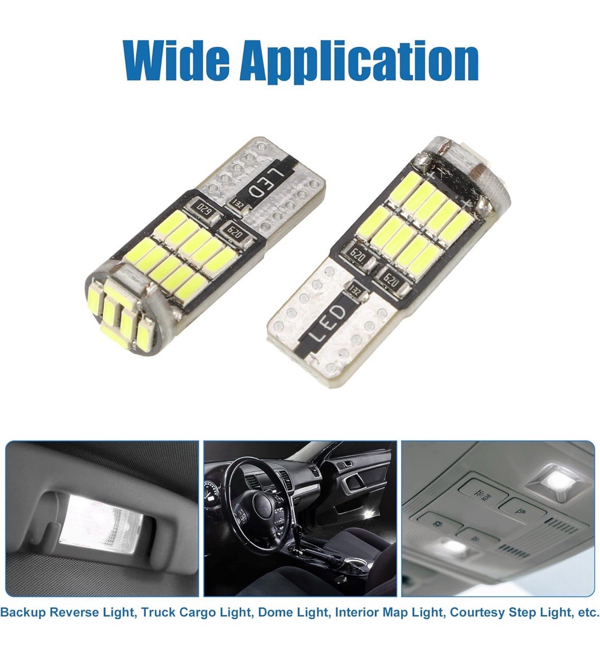 W5W T10 194 LED Bulbs 200LM White 12V 4014 26