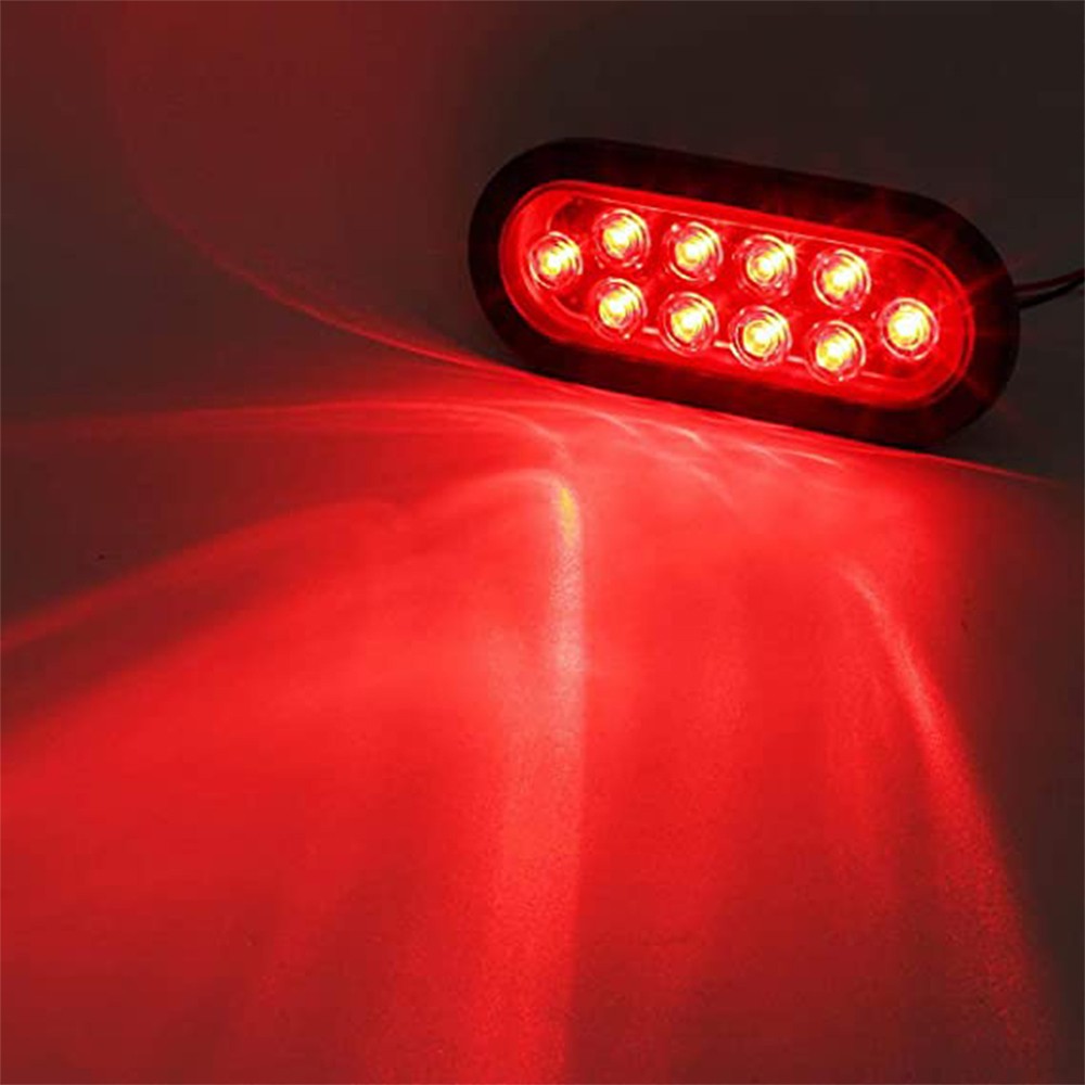 10Pcs 6″ Oval Trailer Lights 10 LED Stop Turn Tail Truck Sealed Grommet Plug DOT