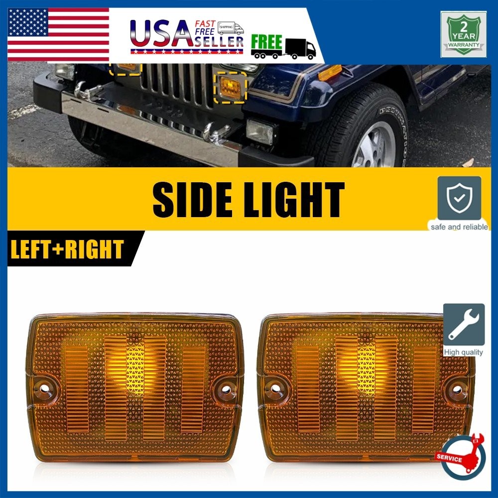 2/4x Amber Front Bumper Turn Signal Parking Light House For Jeep 87-95 Wrangler