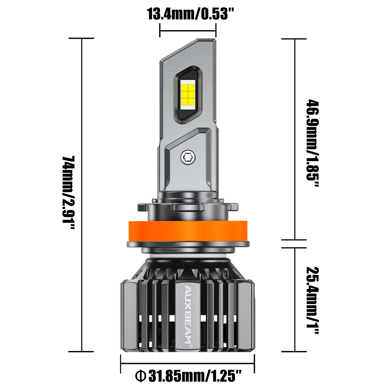 AUXBEAM LED Headlight Bulbs Kit 9005 H11 High Low Beam w/ Canbus 90W 6500K White