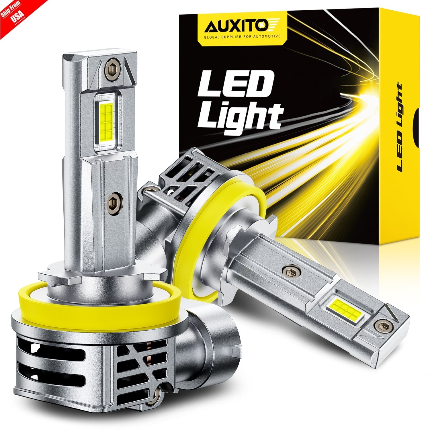 AUXITO H11 H8 H9 LED Headlight Hi/Low Beam Bulbs Kit 6500K White Super Bright A+