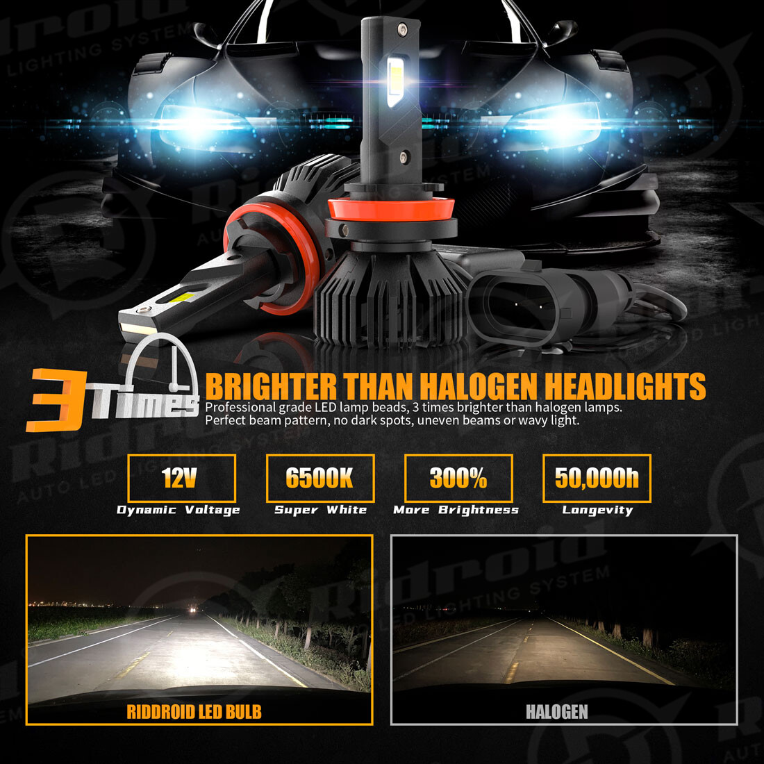 H8 H9 H11 6000K LED Headlight Kit Low Beam Bulb Super Bright CANBUS ERROR FREE