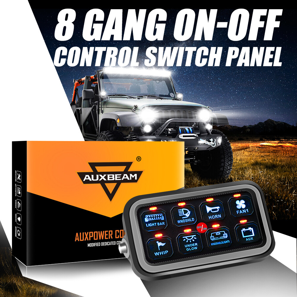 Universal 8 Gang Switch Panel Relay System DC 12-24V On-Off Control Accessories