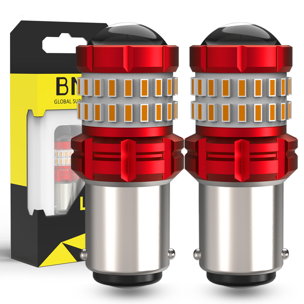 2PCS 1157 Amber Yellow LED Turn Signal Parking Light Bulbs CANBUS Play Plug