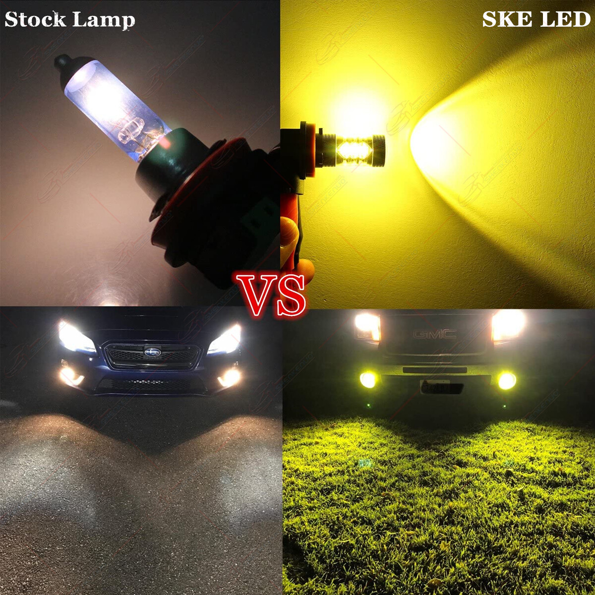 Super Bright Golden Yellow 16-SMD H11 H8 H9 LED Bulbs For DRL Driving Fog Lights