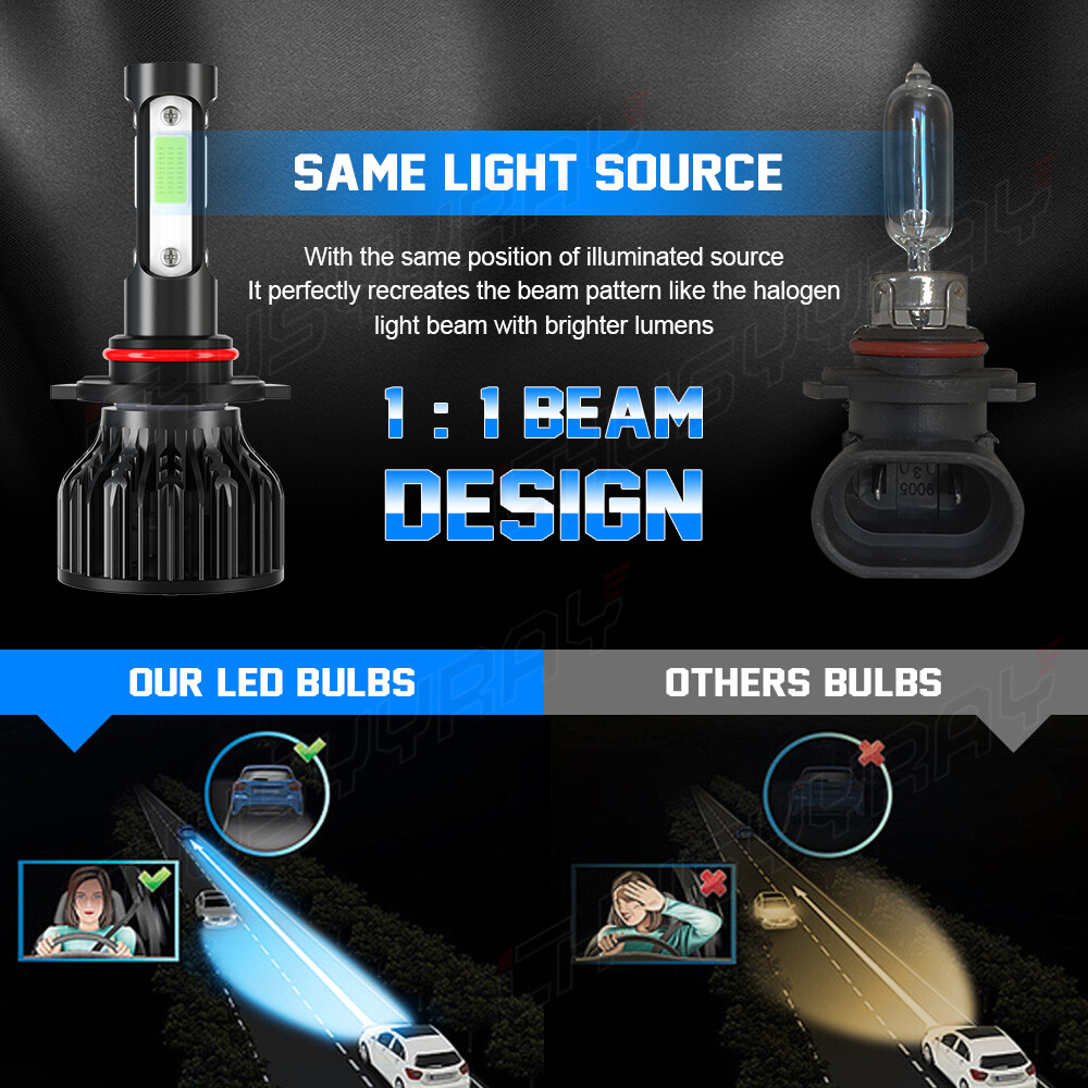4PCS Mini Combo 9005+H11 LED Headlight Kit High Low Beam Bulbs ICE BLUE 8000K