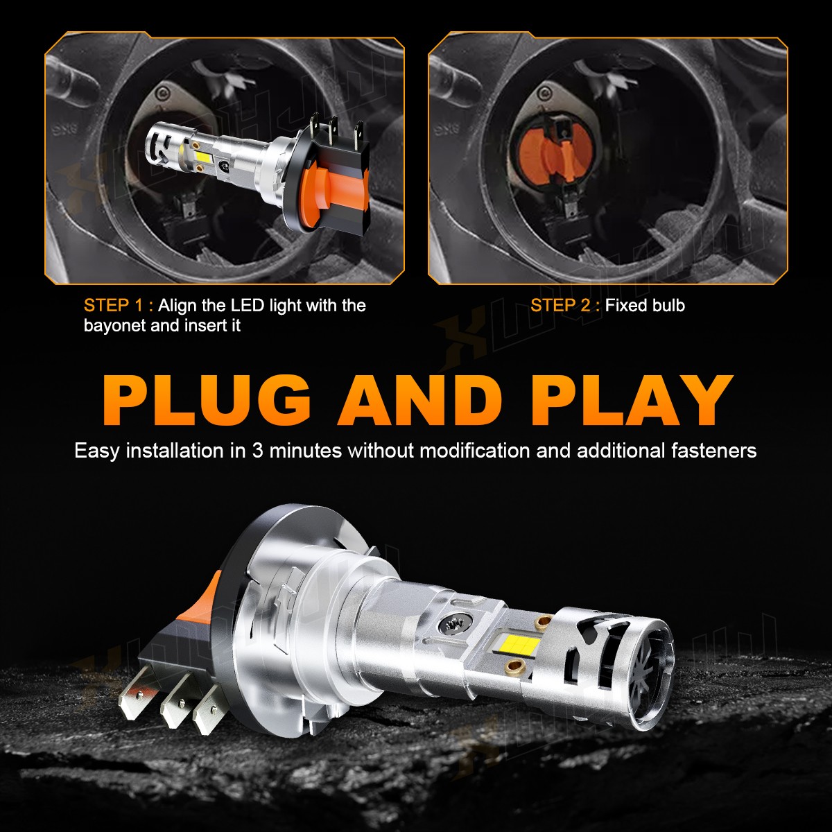 Pack of 2 H15 LED DRL Headlight Conversion Kit 30000LM 6500K White Canbus Ready