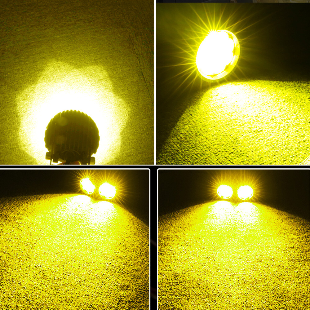4x 4″ 90W Round LED OffRoad Driving Spot Lights Pods White & Yellow 4WD ATV 3.5″