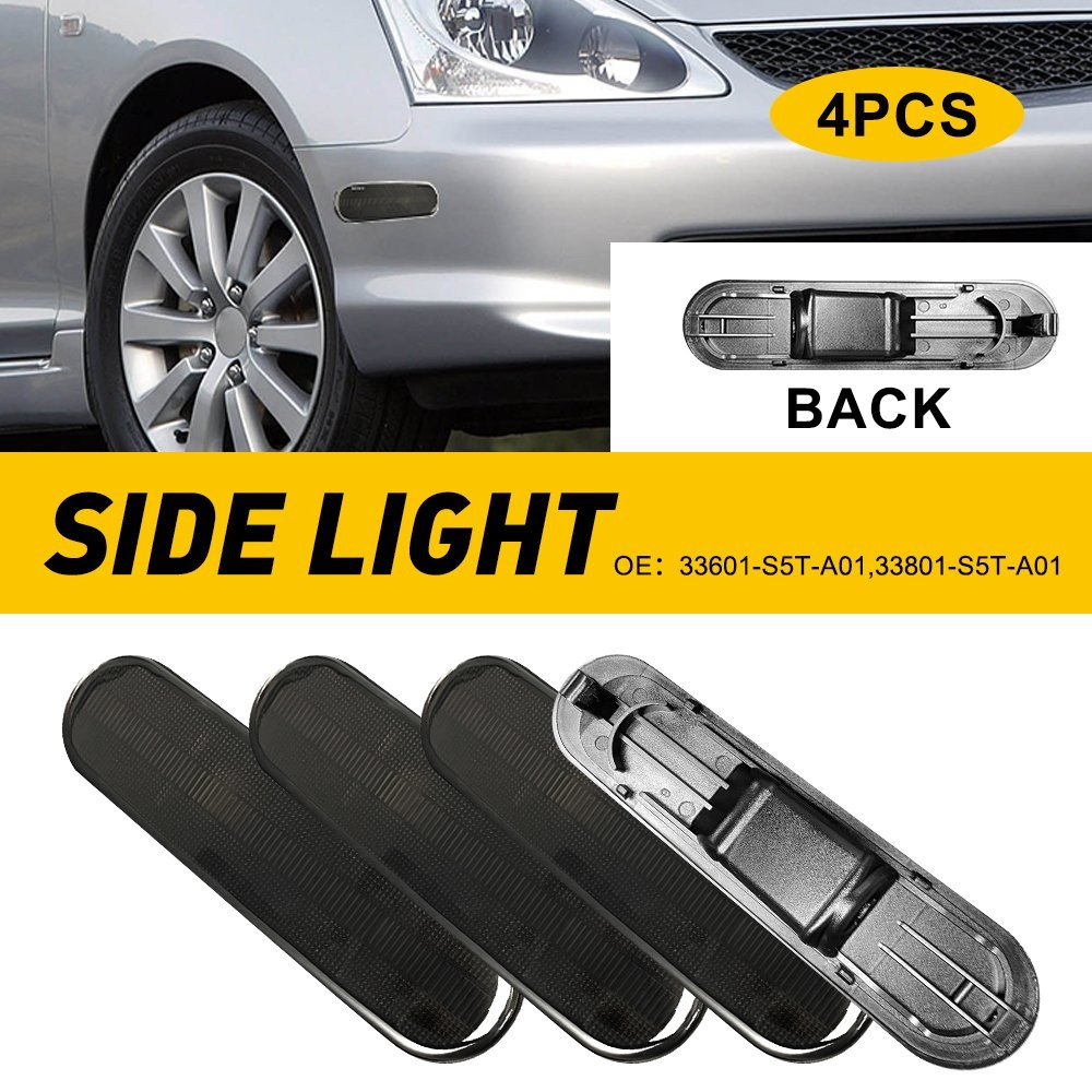 4X Front+Rear Side Marker Lights for 2002-2005 Honda Civic Si/ SiR EP3 Hatchback