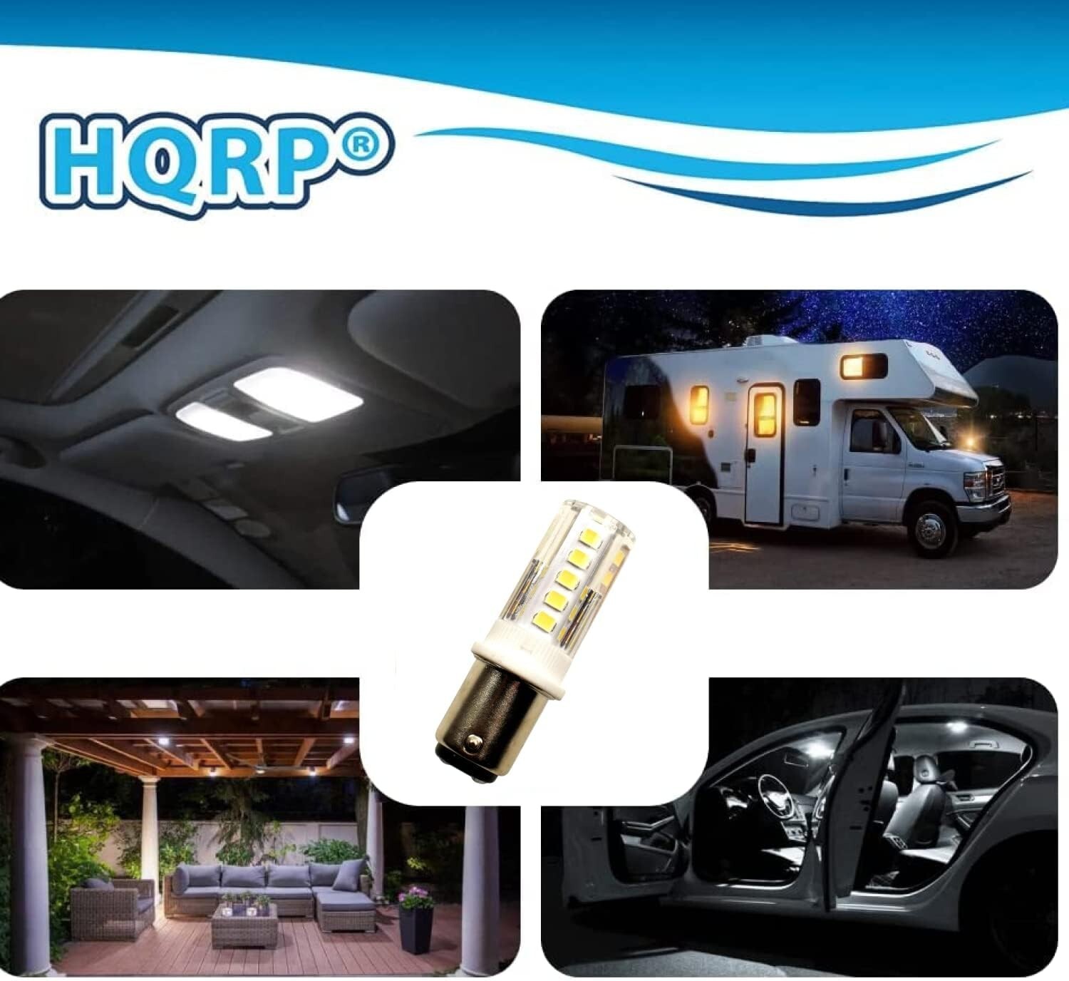 2-Pack HQRP 12V-24V DC BA15d Double Contact LED Bulb Replacement 1130 1176 1142