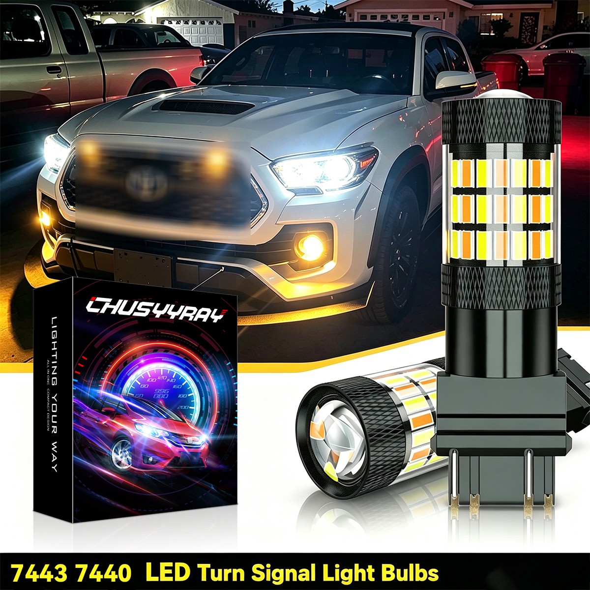 LED Front Rear Turn Light Signal Blinker Bulbs 7441 7440 Amber Error Free