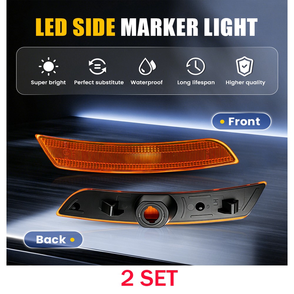 LED Side Marker Light Housings 4PCS Fits 2016-23 Chevrolet Camaro Amber 23169181