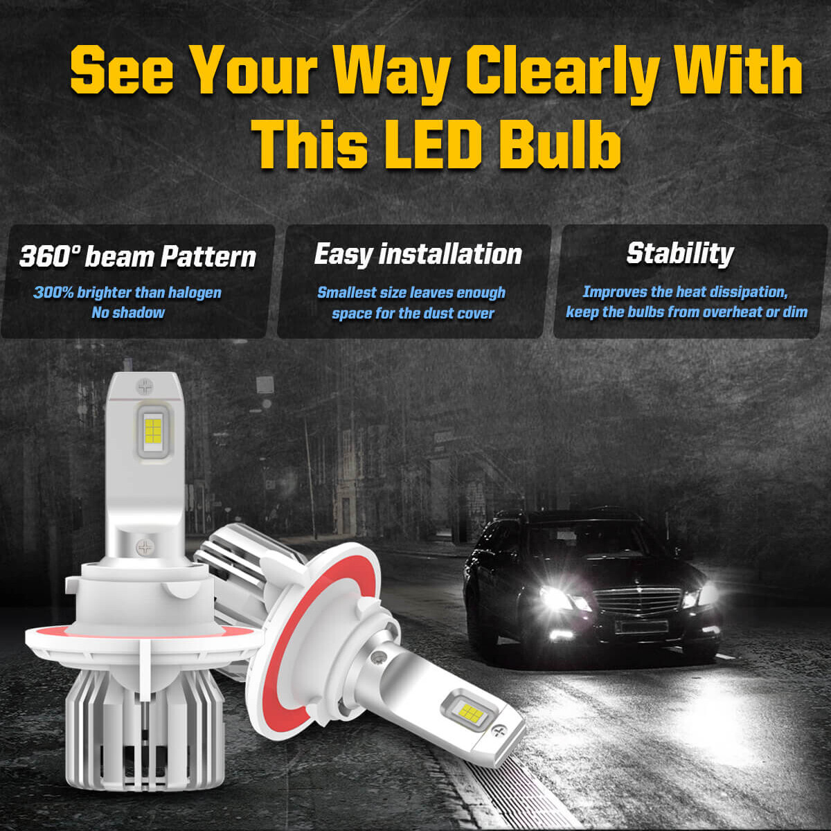 Combo LASFIT H13 9008 9145 9140 LED Headlight Bulb High Low Beam Fog Light 6000K