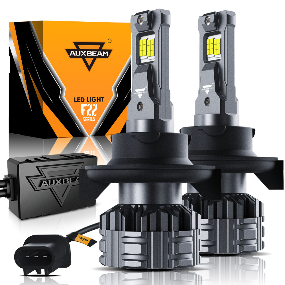 AUXBEAM H13 9008 Canbus LED Headlight Bulbs Kit High Low Beam Super Bright 6500K