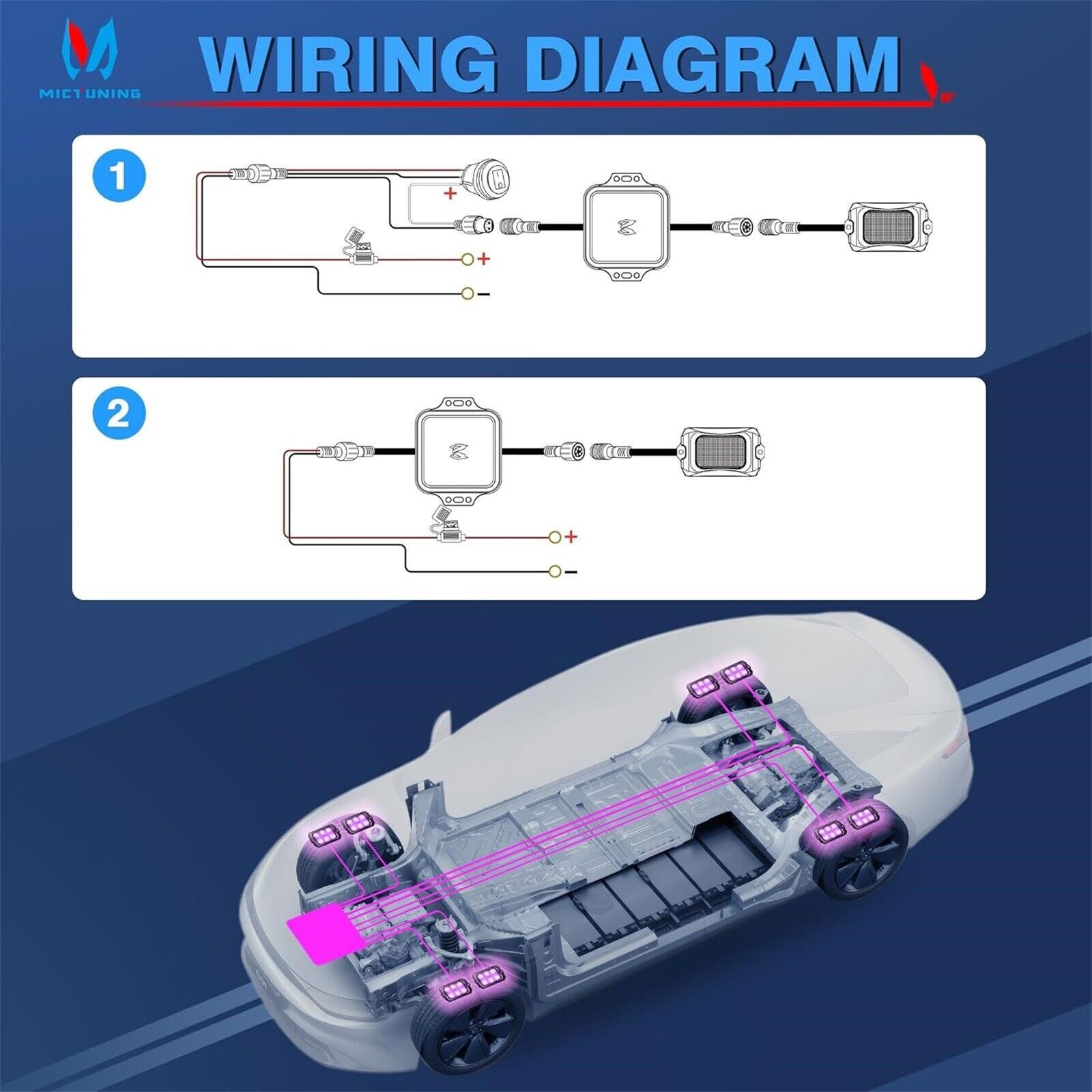 MICTUNING C2 Curved RGBW LED Rock Lights – 8 Pods Multicolor Neon LED Light Kit