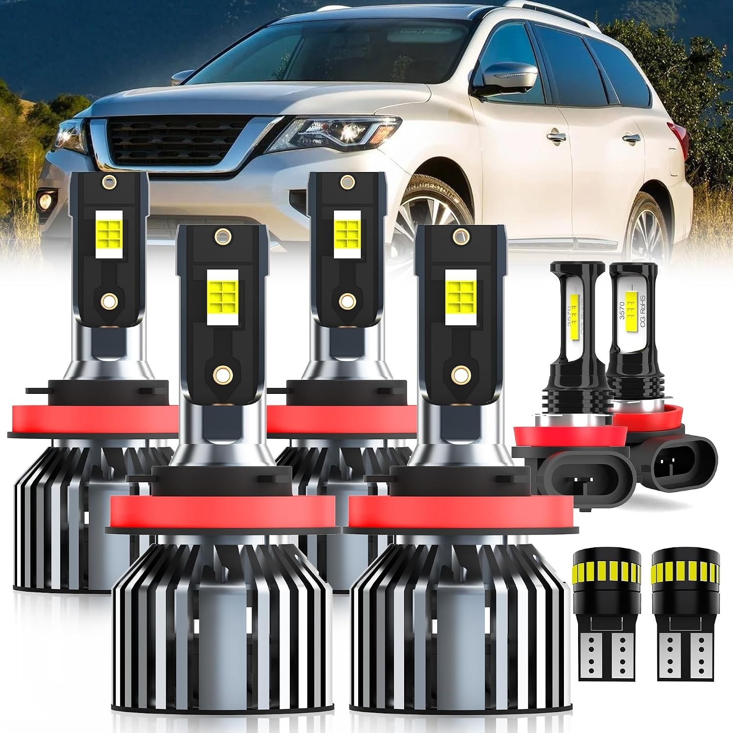For 2017-2020 Pathfinder light Bulbs, H11 High Beam Low Beam Fog Light Licens…