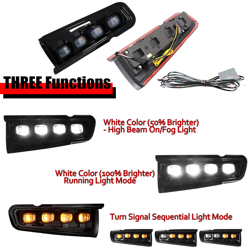 For Ford Bronco Raptor 2021-2023 LED DRL Daytime Running Fog Light w Turn Signal