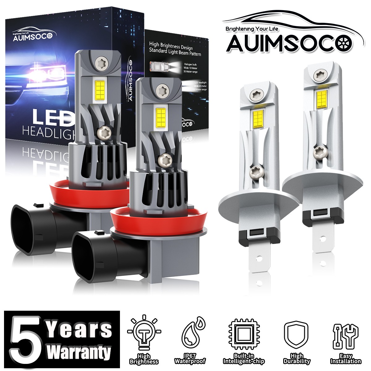 For Ford Fiesta 2014-2018 4x LED Headlight Bright White Bulbs Hi/Lo Beam 72000LM