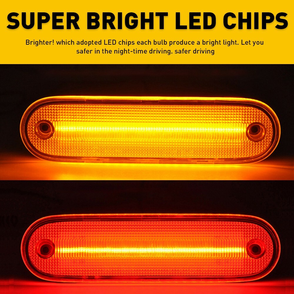 For 1990-2005 Miata Mazda MX-5 Smoked LED Side Marker Light Amber Red Waterproof