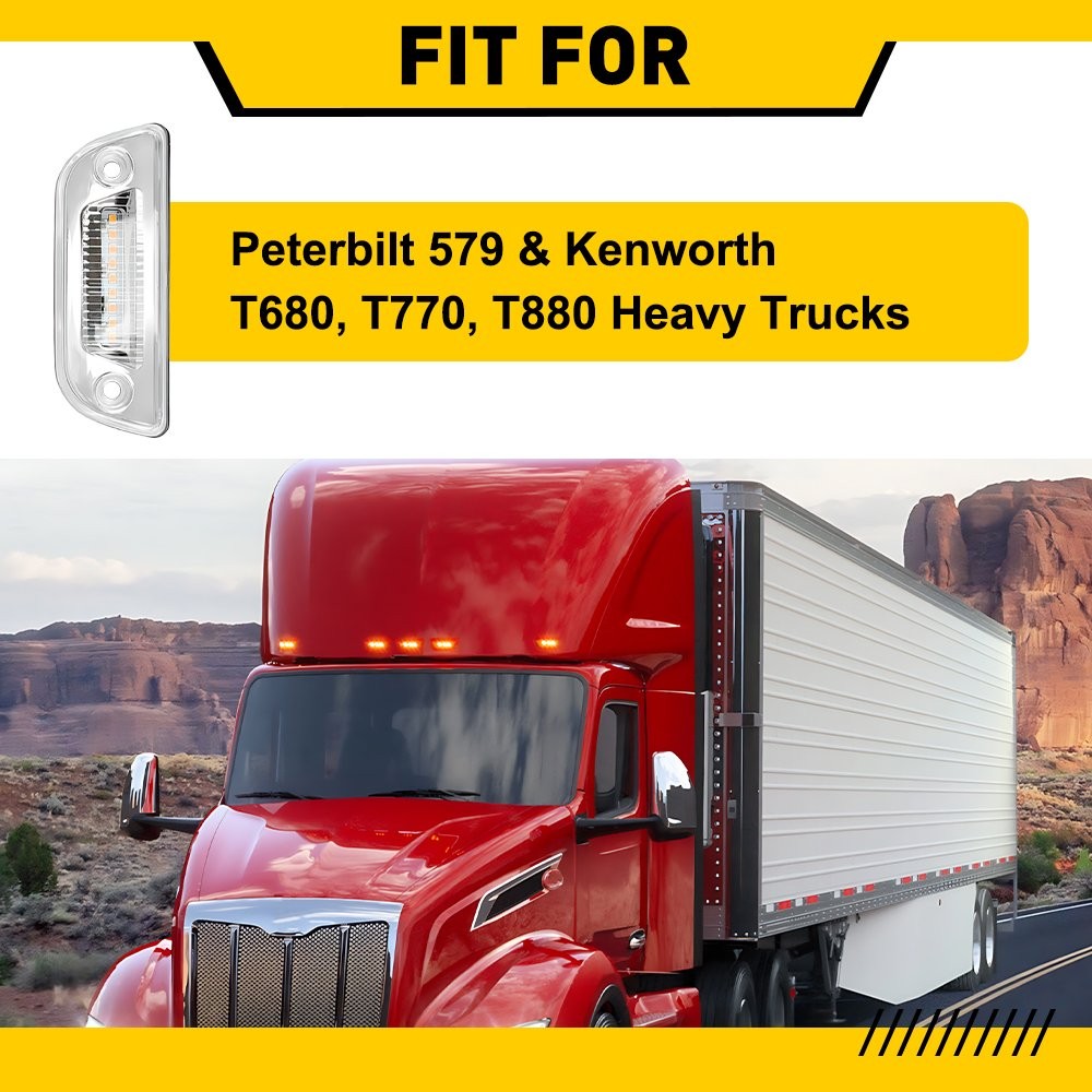 CLEAR AMBER TORPEDO 9 LED ROOF CAB MARKER TOP LIGHT FOR PETERBILT KENWORTH 5-15X