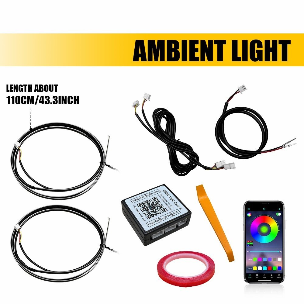 2in1 Interior Car Strip Ambient Neon Light MultiColour RGB With Fiber Optic 12v