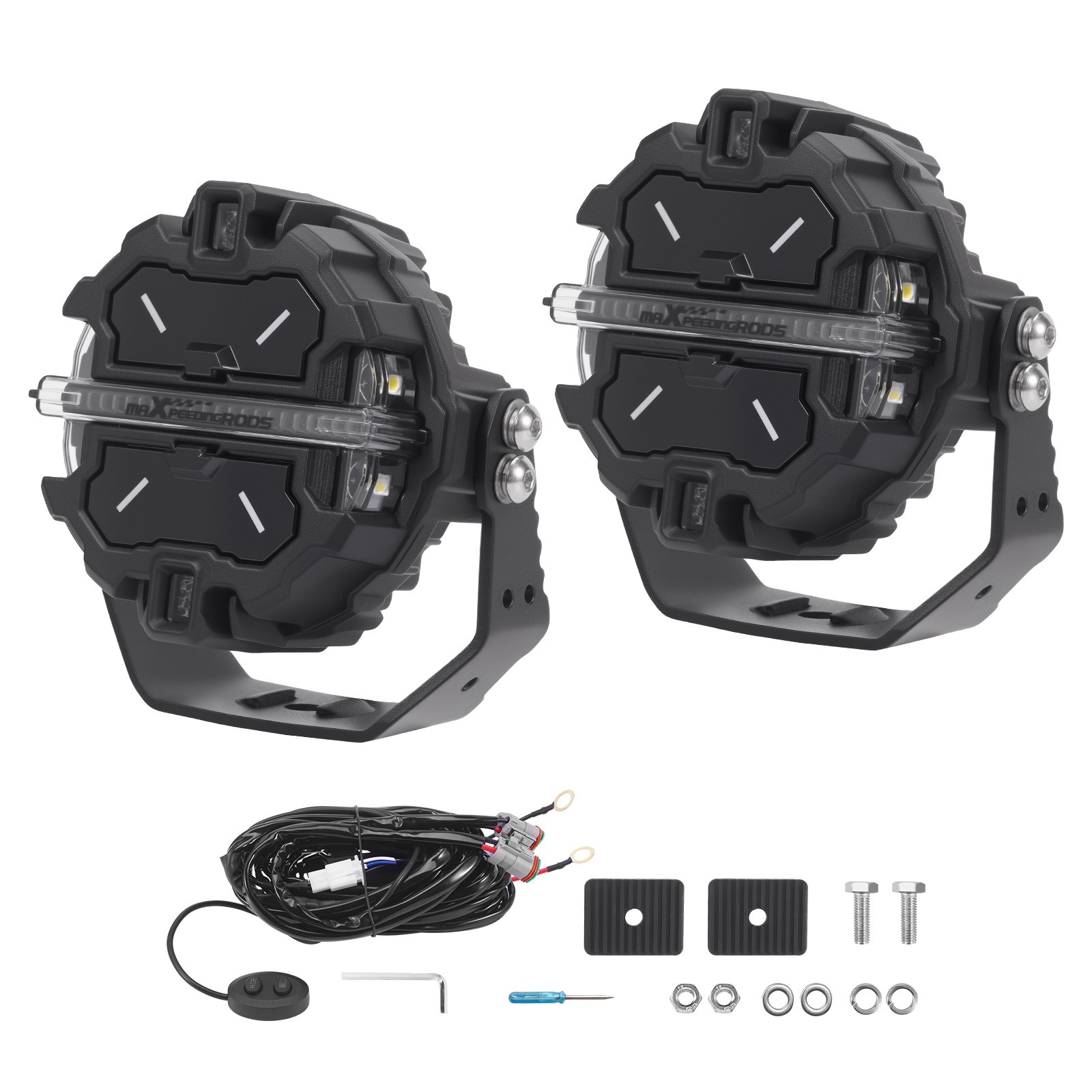 RGB 3.5″ 160W LED Work Driving Pods Lights Bar Spot Beam & Side Shooter Offroad