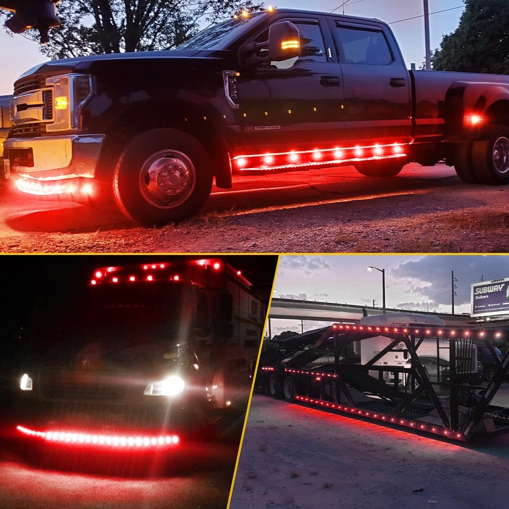 3/4″ Round Red LED Side Marker Lights With Stailness Base for Truck Trailer EXC