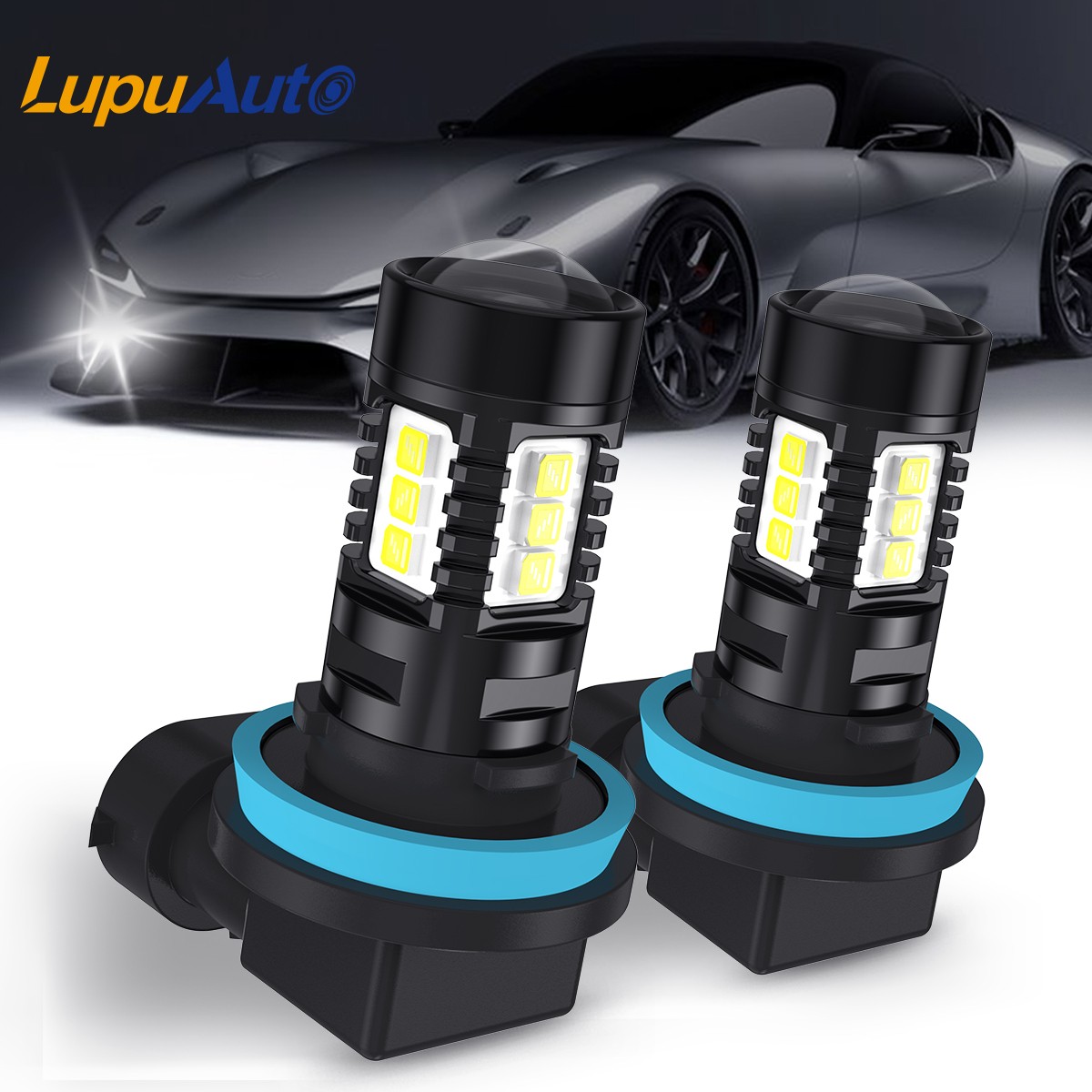 LupuAuto 2PCS H11 LED Fog Light Bulbs Kit 20W 6500K Super Bright White 2400LM