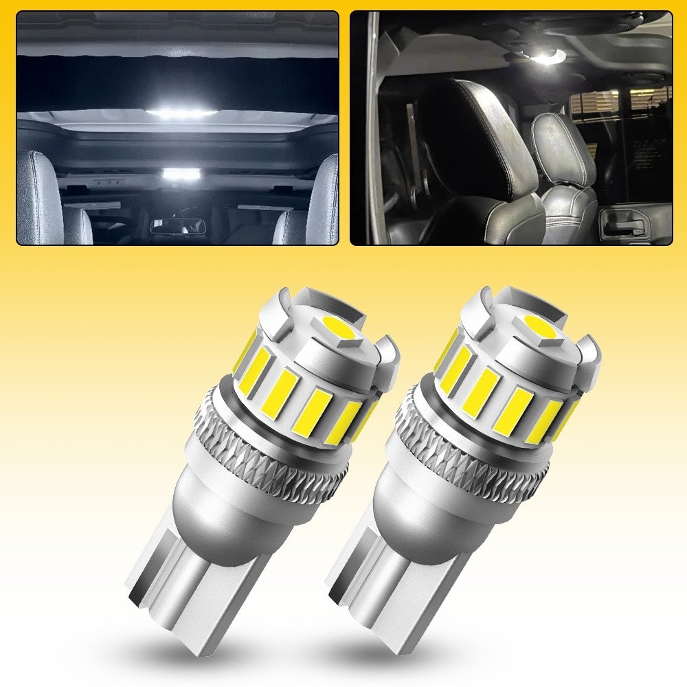 T10 168 194 2825 LED Front Side Marker Light Bulb 6500K Clear Cool White Canbus
