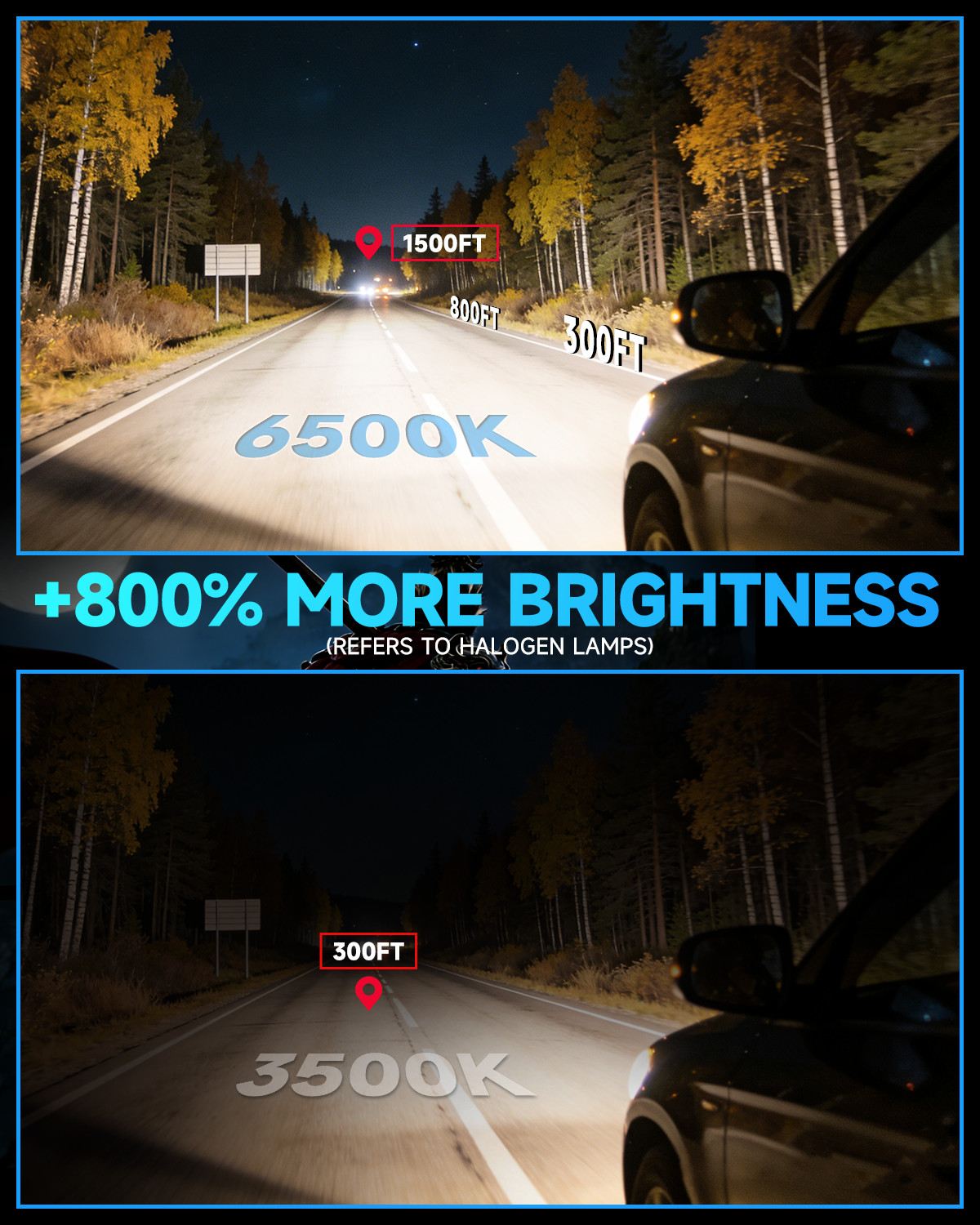 D1S Xenon HID Bulbs Replacement Kit 6500K Cool White Bright Headlight Lamps