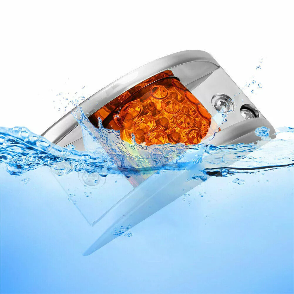 10x Amber 12 LED Curve Sealed Chrome Side Marker Truck Trailer Clearance Lights