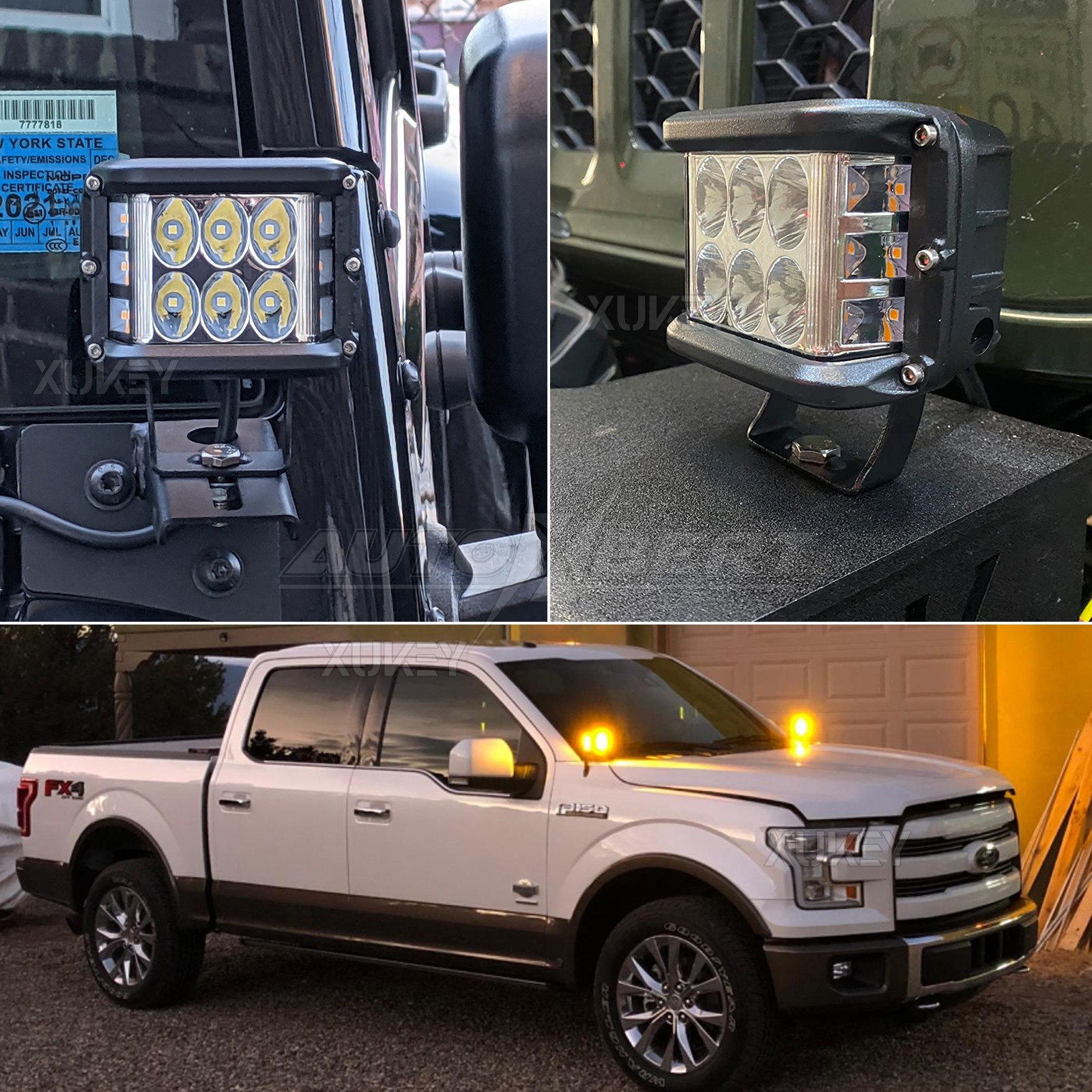 Side Shooter LED Pod Light 4 inch Off Road LED Light Pods with Dual Yellow DRL