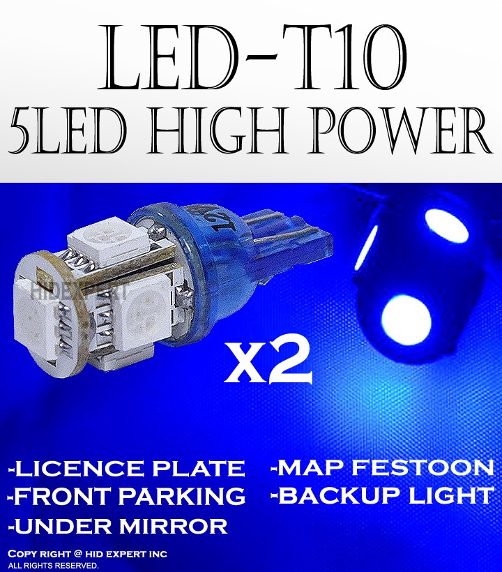 x4 pc T10 168 194 2825 5 LED 5050 Wedge Blue Front Side Marker Light Bulbs P883