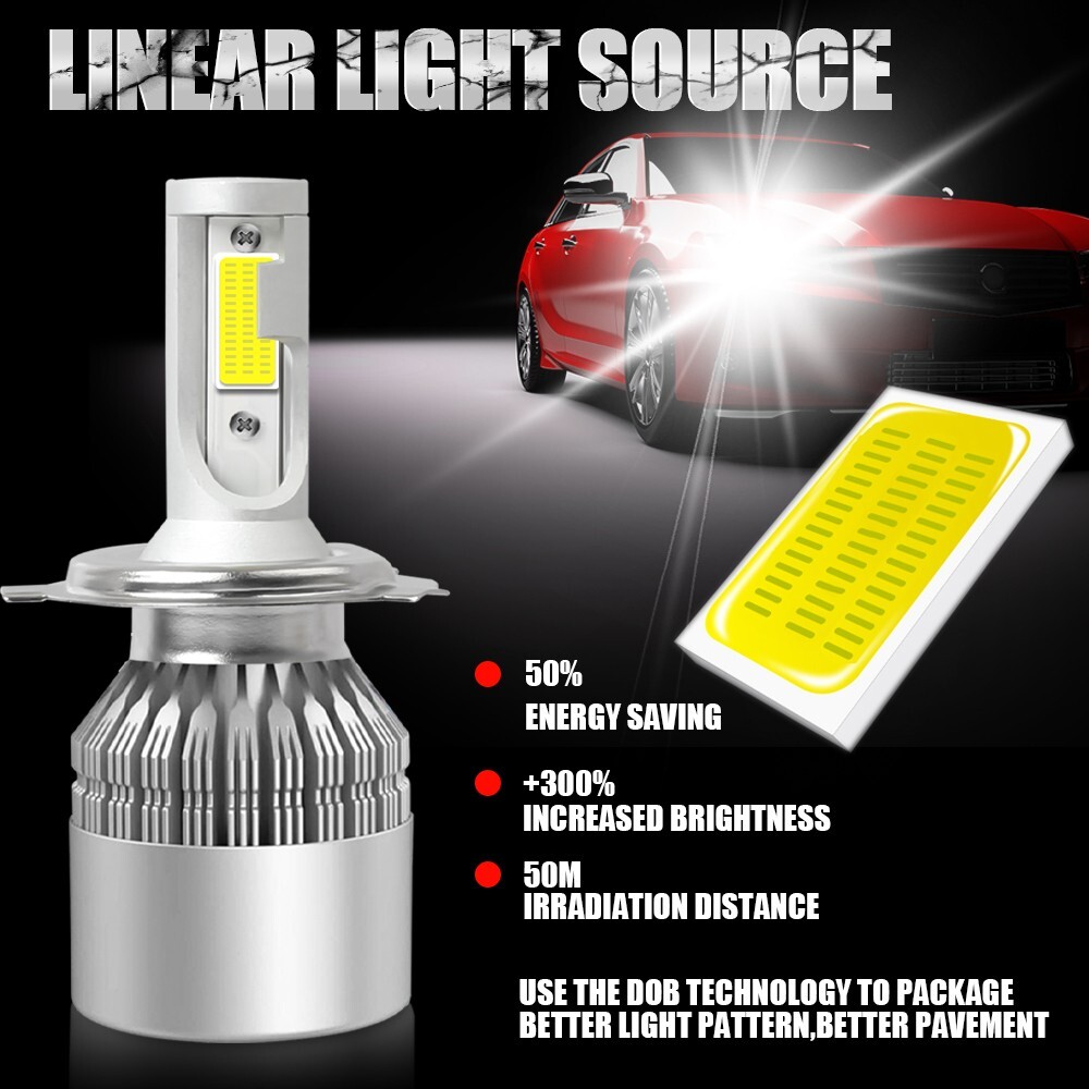 2x H4 9003 LED Headlight Bulbs Conversion Kit High Low Beam 6000K White 720000LM