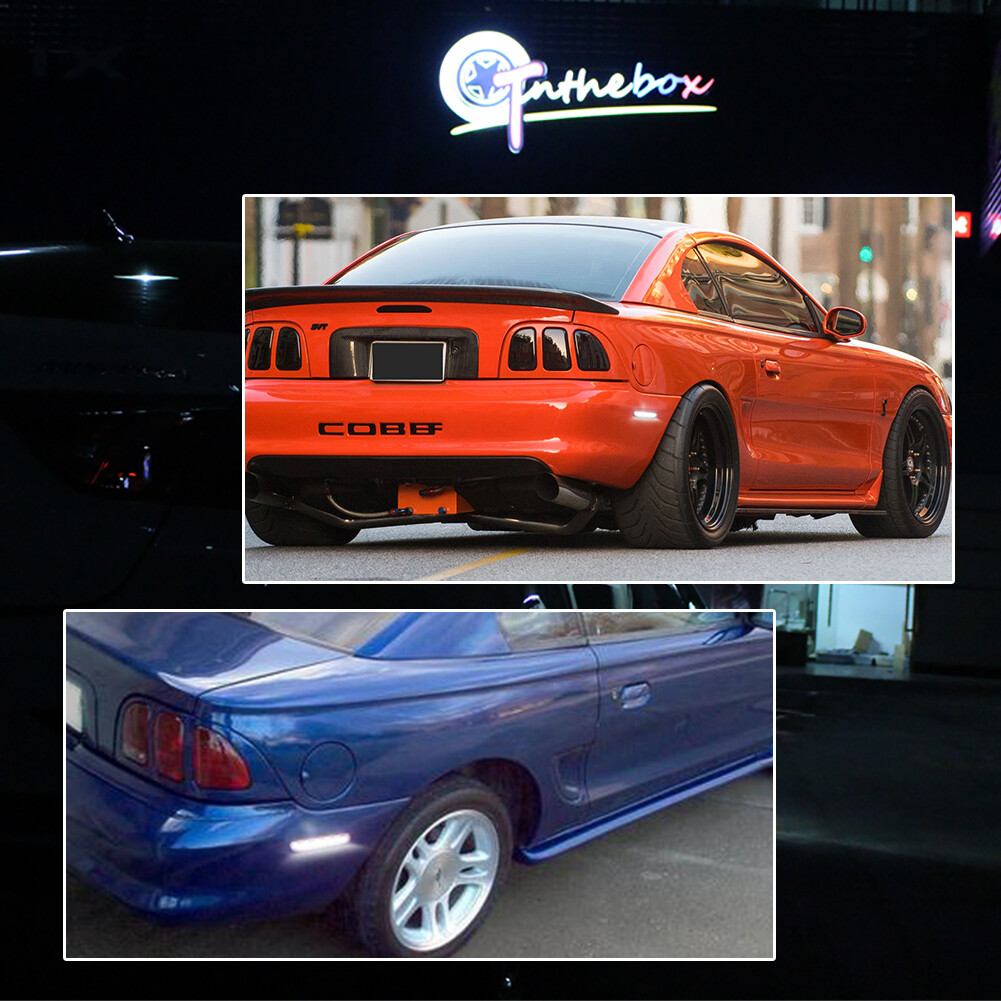 Clear White LED Rear Side Marker Light Reflector For 94 95 96 97 98 Ford Mustang