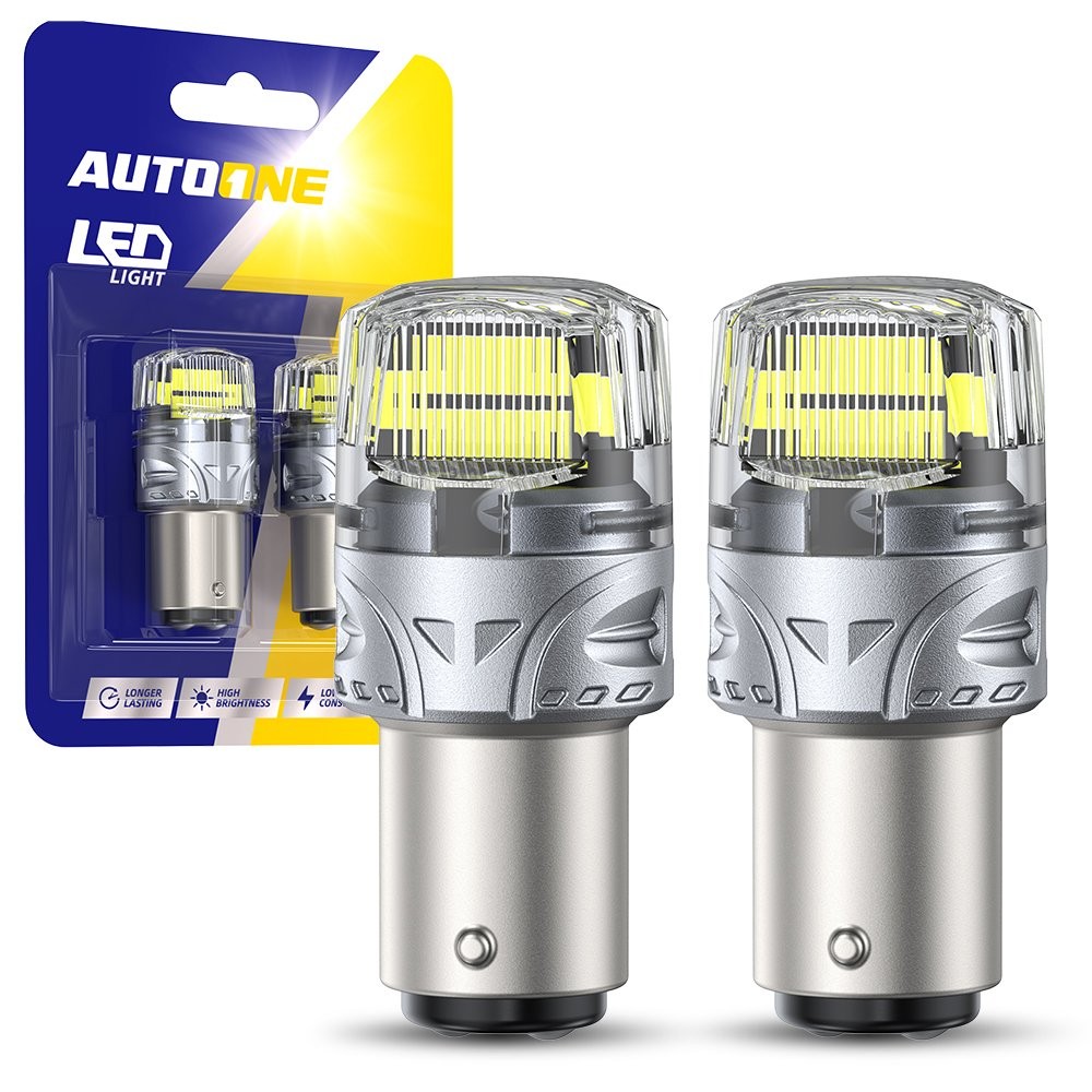 AUTOONE Super Bright 1157 White Bulb for Brake/ Turn Signal/ Parking/Tail lights