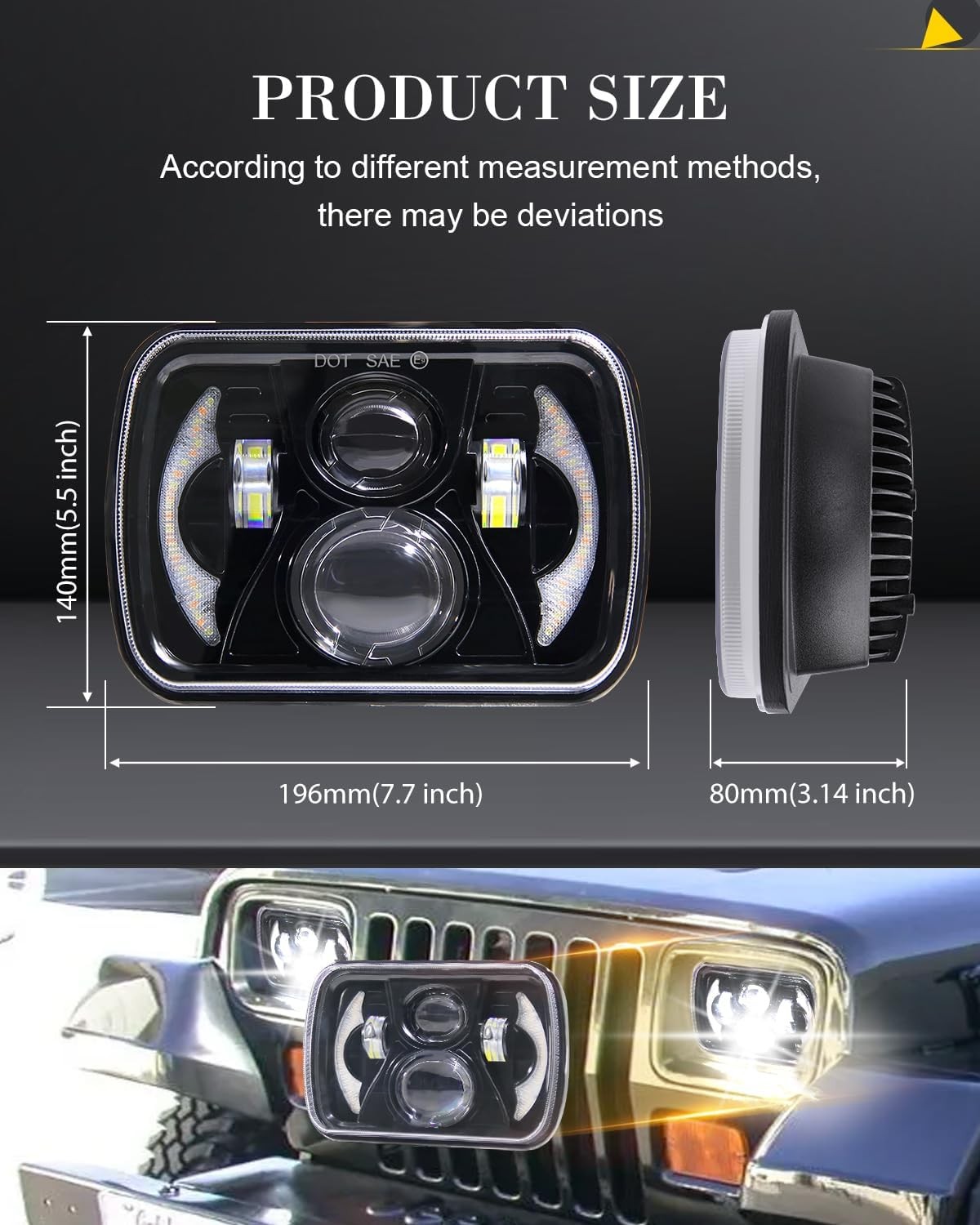Pair 7×6“ 5×7“ LED Headlights Hi/Lo Beam Lamp Blub For Mazda B2200 B2000 B2600