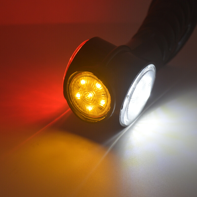 2PCS LED SIDE OUTLINE STALK MARKER LIGHTS LAMP 12V White Red TRAILER TRUCK CARAV