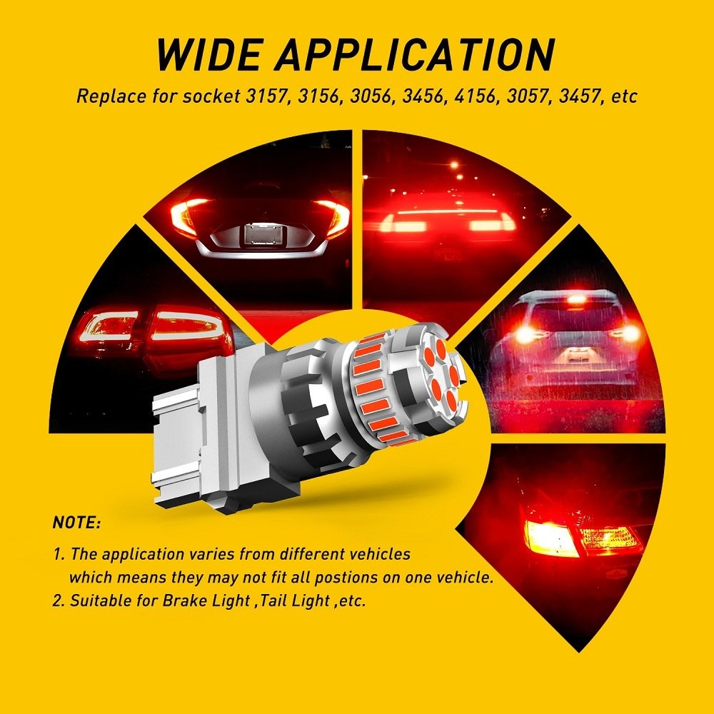 4PCS 7443 7440 LED Red Strobe Flash Blinking Brake Stop Tail Parking Light Bulbs
