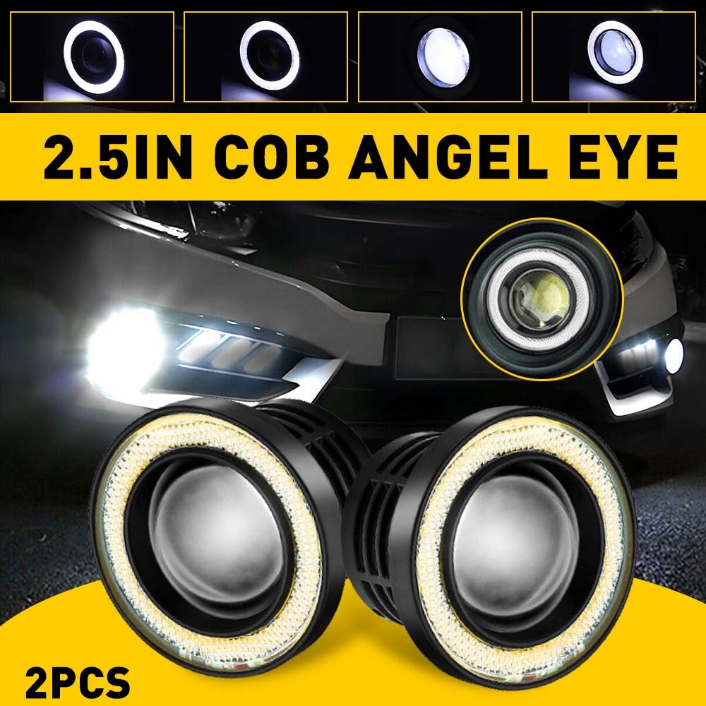 1/2Pair 2.5″ COB COB LED Projector Car Angel Lights Eye DRL Halo Ring Drive Fog