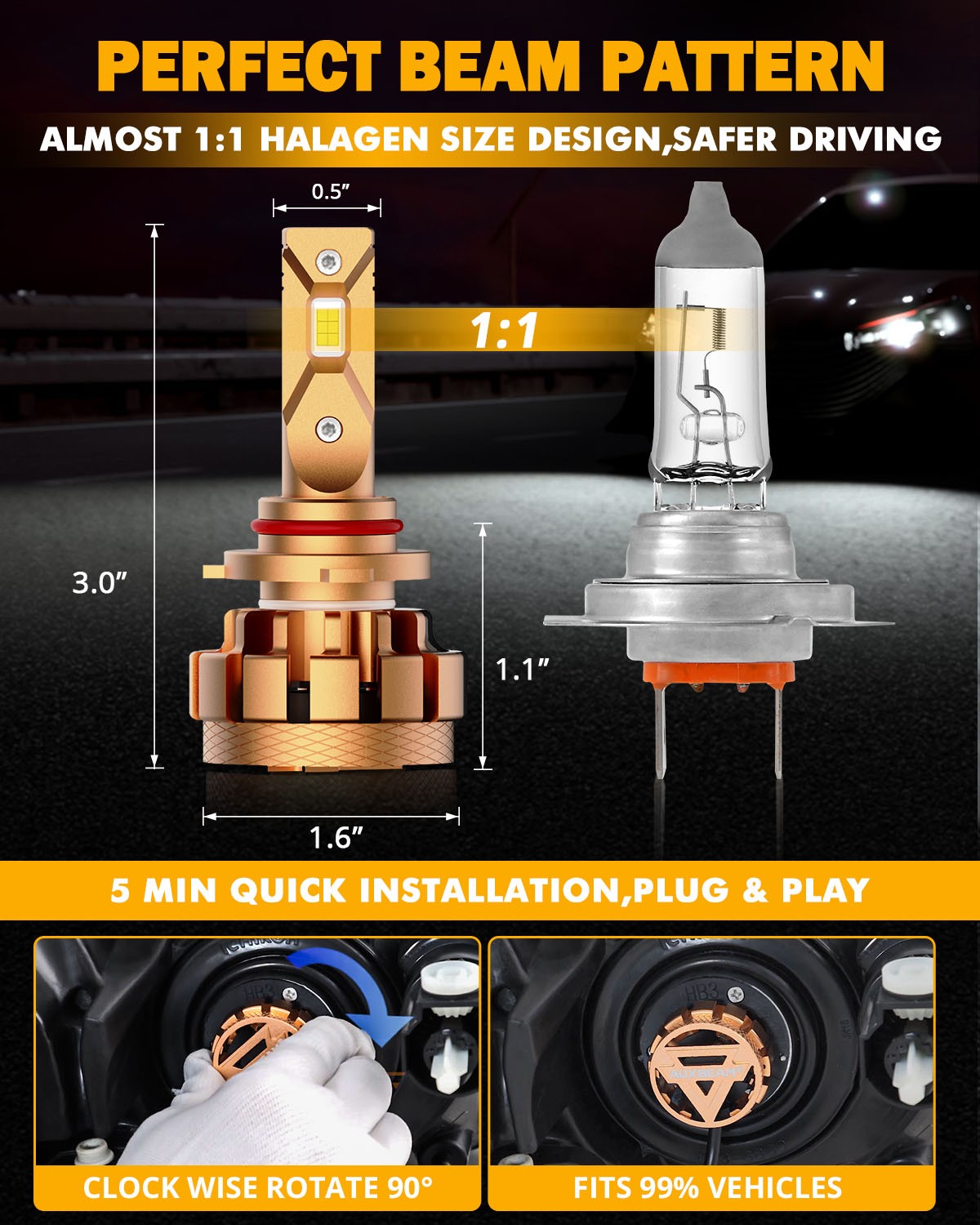 AUXBEAM For Chevy Tahoe 2007-2015 LED Headlight Bulbs High Low Beam Fog Lights