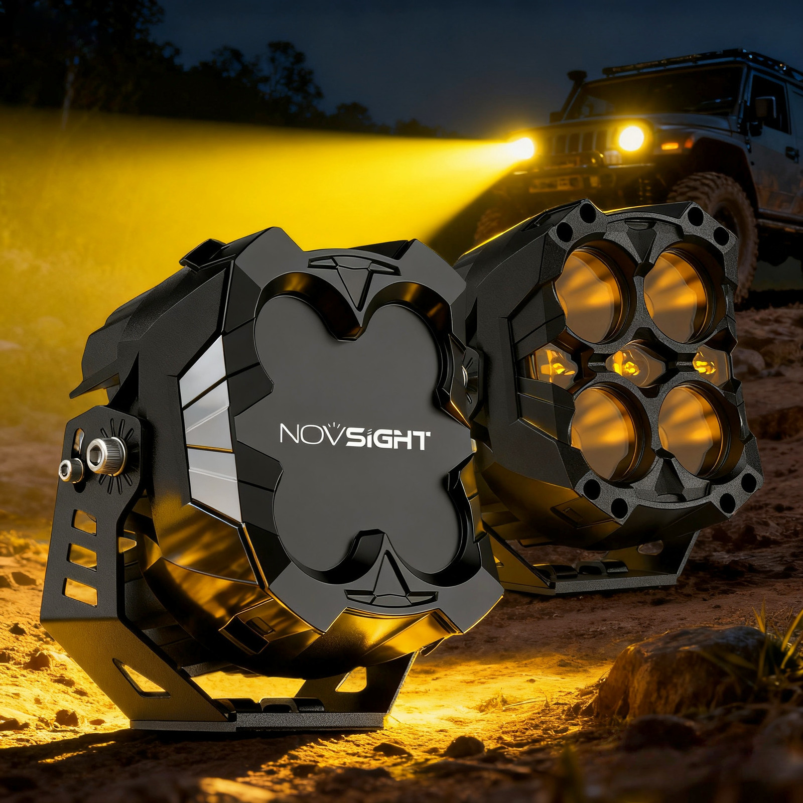NOVSIGHT 2x 6“ LED Off Road Lights Driving Pod Flood Spot Beam for Jeep Pickup