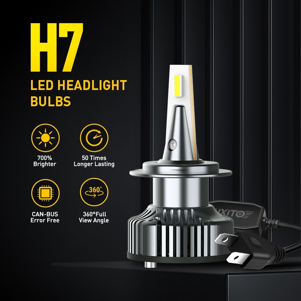 Pair AUXITO H7 Headlight LED Bulb 20000LM Set White 6500K High Low Beam Canbus
